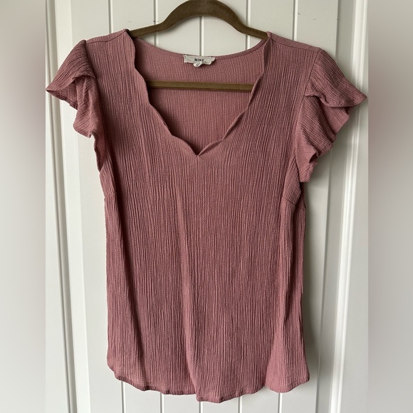 mine Tops - MINE Mauve Textured Short Sleeve Top